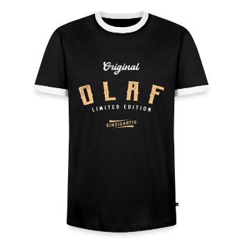 Olaf Limited Edition - Männer Kontrast-T-Shirt - Schwarz/Weiß - Vorne - AI Model Female 172 light (172cm) & AI Model Male 178 light (178cm)