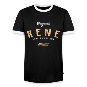 Rene Limited Edition - Männer Kontrast-T-Shirt - Schwarz/Weiß - Vorne - AI Model Female 172 light (172cm) & AI Model Male 178 light (178cm)