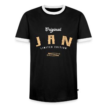 Jan Limited Edition - Männer Kontrast-T-Shirt - Schwarz/Weiß - Vorne - AI Model Female 172 light (172cm) & AI Model Male 178 light (178cm)