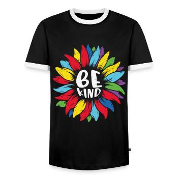 Sei freundlich Autismus Motivation Zitate - Männer Kontrast-T-Shirt - Schwarz/Weiß - Vorne - AI Model Female 172 light (172cm) & AI Model Male 178 light (178cm)