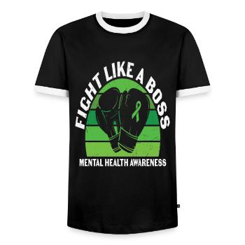 Be Kind To Your Mind Mental Health Matters - Men's Ringer Shirt - black/white - Front - AI Model Female 172 light (172cm) & AI Model Male 178 light (178cm)