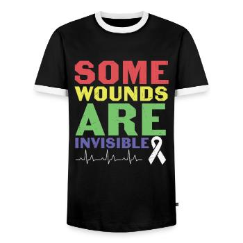 Not Every Disability Is Visible Mental Health - Men's Ringer Shirt - black/white - Front - AI Model Female 172 light (172cm) & AI Model Male 178 light (178cm)