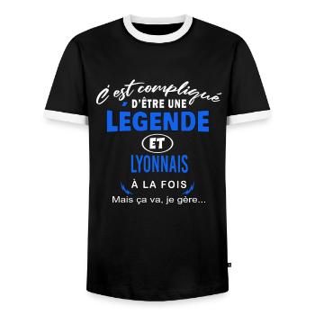 humour Légende et LYONNAIS cadeau - T-shirt contrasté Homme - noir/blanc - Devant - AI Model Female 172 light (172cm) & AI Model Male 178 light (178cm)