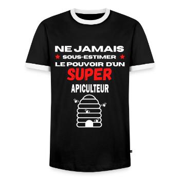 ne jamais sous estimer super Apiculteur - T-shirt contrasté Homme - noir/blanc - Devant - AI Model Female 172 light (172cm) & AI Model Male 178 light (178cm)