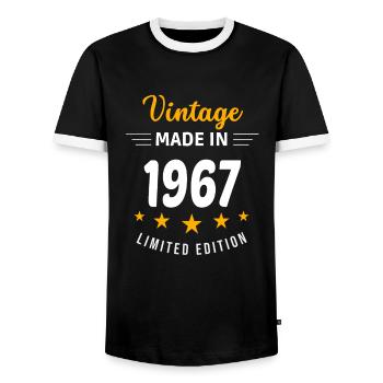 Vintage made in 1967 - T-shirt contrasté Homme - noir/blanc - Devant - AI Model Female 172 light (172cm) & AI Model Male 178 light (178cm)