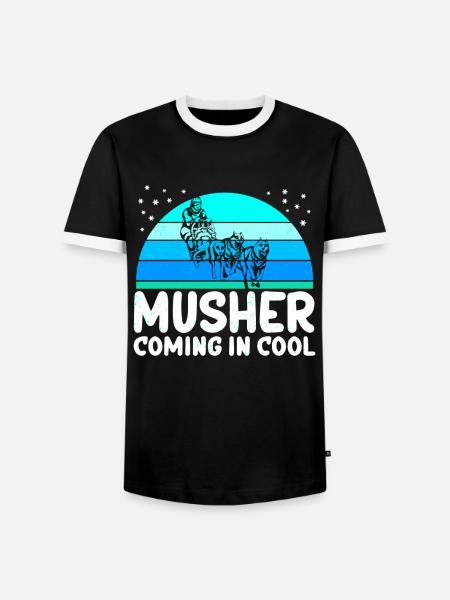 Mushing Hundeschlitten | Schlittenhunde Geschenk - Männer Kontrast-T-Shirt - Schwarz/Weiß
