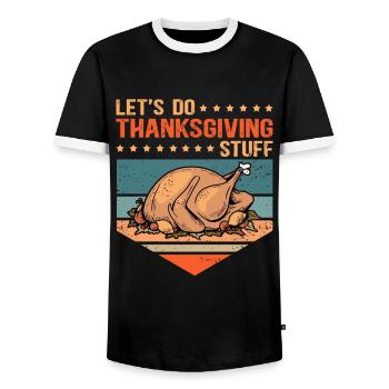 Thanksgiving Day Thanksgiving Gift - Men's Ringer Shirt - black/white - Front - AI Model Female 172 light (172cm) & AI Model Male 178 light (178cm)