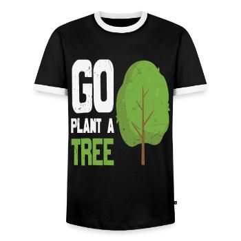 Go Plant A Tree Forest Quotes - Men's Ringer Shirt - black/white - Front - AI Model Female 172 light (172cm) & AI Model Male 178 light (178cm)