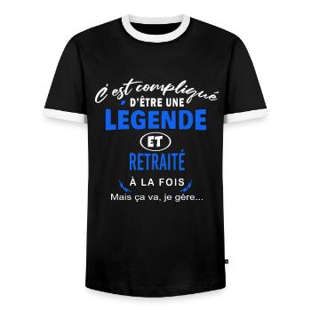 humour Légende et RETRAITÉ cadeau - T-shirt contrasté Homme - noir/blanc - Devant - AI Model Female 172 light (172cm) & AI Model Male 178 light (178cm)
