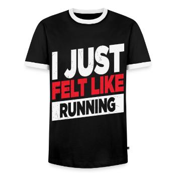 I Just Felt Like Running Runners Quotes - Men's Ringer Shirt - black/white - Front - AI Model Female 172 light (172cm) & AI Model Male 178 light (178cm)
