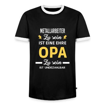 Zu sein ist eine OPA undezahlbar Metallarbeiter - Männer Kontrast-T-Shirt - Schwarz/Weiß - Vorne - AI Model Female 172 light (172cm) & AI Model Male 178 light (178cm)