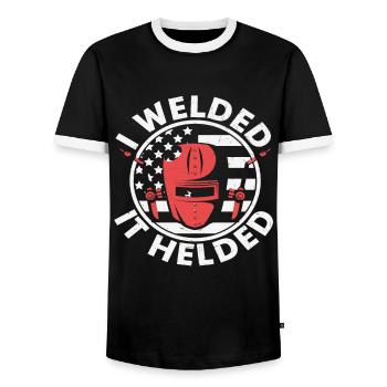 Ich schweißte es gehalten - Männer Kontrast-T-Shirt - Schwarz/Weiß - Vorne - AI Model Female 172 light (172cm) & AI Model Male 178 light (178cm)