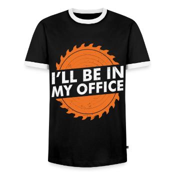 Je serai dans mon bureau Devis de soudage - T-shirt contrasté Homme - noir/blanc - Devant - AI Model Female 172 light (172cm) & AI Model Male 178 light (178cm)