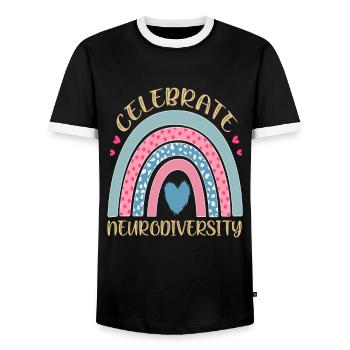 Célébrez la neurodiversité Citations de neurodiversité - T-shirt contrasté Homme - noir/blanc - Devant - AI Model Female 172 light (172cm) & AI Model Male 178 light (178cm)