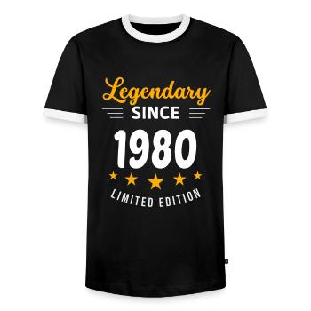 Legendär seit 1980 - Männer Kontrast-T-Shirt - Schwarz/Weiß - Vorne - AI Model Female 172 light (172cm) & AI Model Male 178 light (178cm)