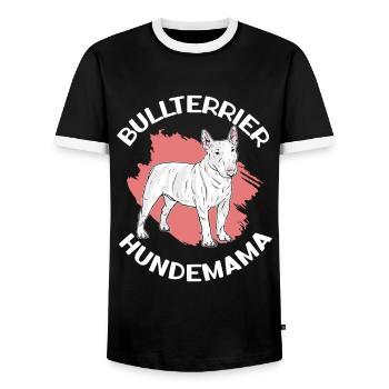Bullterrier Hundemama Hundebesitzerin Geschenk - Männer Kontrast-T-Shirt - Schwarz/Weiß - Vorne - AI Model Female 172 light (172cm) & AI Model Male 178 light (178cm)