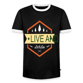 Live And Let Live Earth Protection Support Quotes - Men's Ringer Shirt - black/white - Front - AI Model Female 172 light (172cm) & AI Model Male 178 light (178cm)