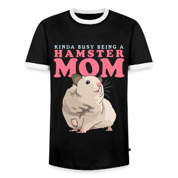 Hamster Maman Nain Hamster Golden Hamster Cadeau - T-shirt contrasté Homme - noir/blanc - Devant - AI Model Female 172 light (172cm) & AI Model Male 178 light (178cm)