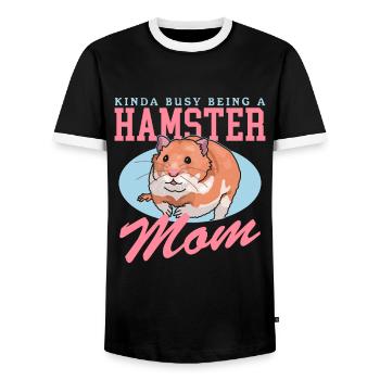 Hamster Mom | Dwarf Hamster Golden Hamster Gift - Men's Ringer Shirt - black/white - Front - AI Model Female 172 light (172cm) & AI Model Male 178 light (178cm)