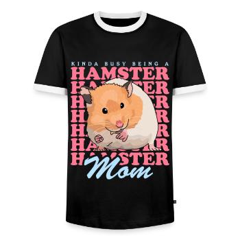 Hamster Mom Golden Hamster Dwarf Hamster Gift - Men's Ringer Shirt - black/white - Front - AI Model Female 172 light (172cm) & AI Model Male 178 light (178cm)