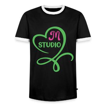 Mstudio - Men's Ringer Shirt - black/white - Front - AI Model Female 172 light (172cm) & AI Model Male 178 light (178cm)