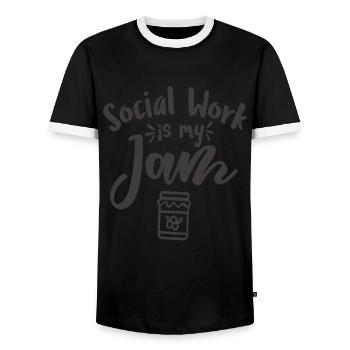Social Work Is My Jam Social Worker Quotes - Men's Ringer Shirt - black/white - Front - AI Model Female 172 light (172cm) & AI Model Male 178 light (178cm)