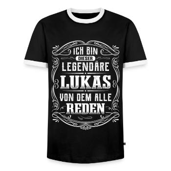 Ich bin dieser legendäre Lukas - Männer Kontrast-T-Shirt - Schwarz/Weiß - Vorne - AI Model Female 172 light (172cm) & AI Model Male 178 light (178cm)