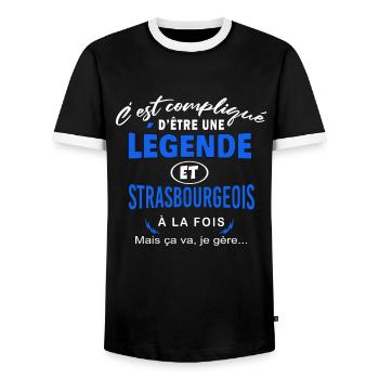 humour Légende et STRASBOURGEOIS cadeau - T-shirt contrasté Homme - noir/blanc - Devant - AI Model Female 172 light (172cm) & AI Model Male 178 light (178cm)
