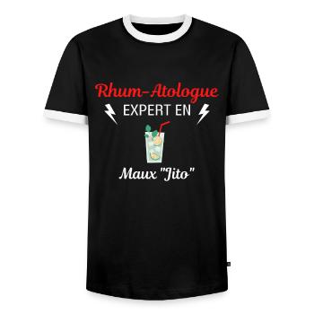 Rhum-Atologue - T-shirt contrasté Homme - noir/blanc - Devant - AI Model Female 172 light (172cm) & AI Model Male 178 light (178cm)