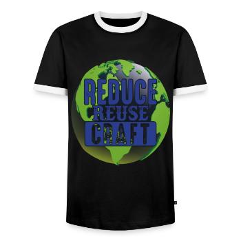Reduce Reuse Craft Earth Protection Support - Men's Ringer Shirt - black/white - Front - AI Model Female 172 light (172cm) & AI Model Male 178 light (178cm)