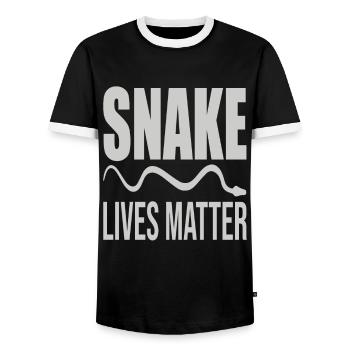 Snake Lives Matter Snakes Protection Support - Men's Ringer Shirt - black/white - Front - AI Model Female 172 light (172cm) & AI Model Male 178 light (178cm)