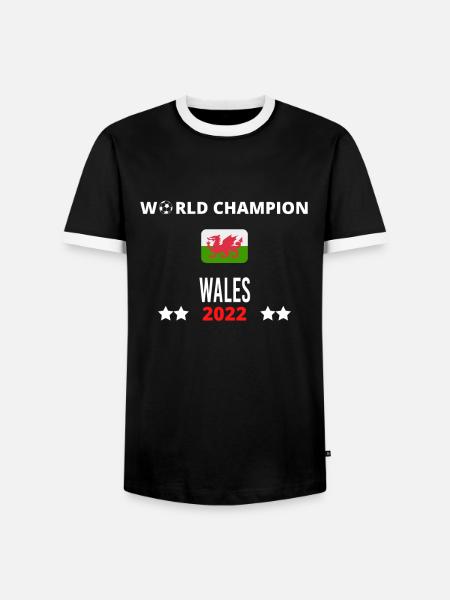 Wales Weltmeister 2022 - Männer Kontrast-T-Shirt - Schwarz/Weiß