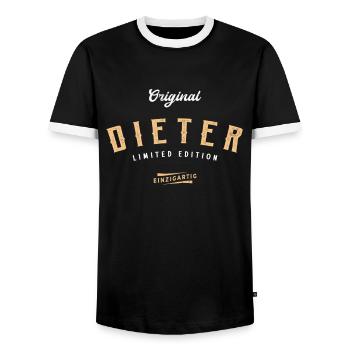 Dieter Limited Edition - Männer Kontrast-T-Shirt - Schwarz/Weiß - Vorne - AI Model Female 172 light (172cm) & AI Model Male 178 light (178cm)