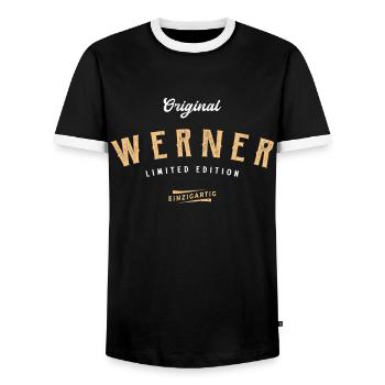 Werner Limited Edition - Männer Kontrast-T-Shirt - Schwarz/Weiß - Vorne - AI Model Female 172 light (172cm) & AI Model Male 178 light (178cm)