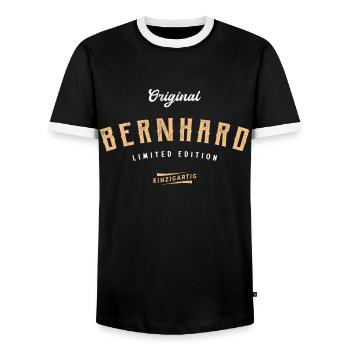 Bernhard Limited Edition - Männer Kontrast-T-Shirt - Schwarz/Weiß - Vorne - AI Model Female 172 light (172cm) & AI Model Male 178 light (178cm)