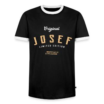 Josef Limited Edition - Männer Kontrast-T-Shirt - Schwarz/Weiß - Vorne - AI Model Female 172 light (172cm) & AI Model Male 178 light (178cm)