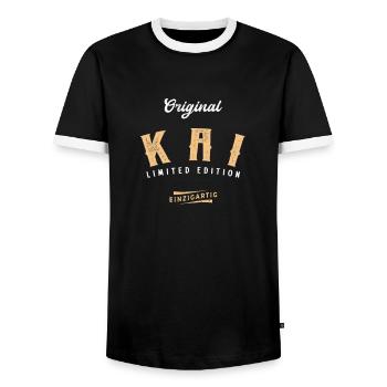 Kai Limited Edition - Männer Kontrast-T-Shirt - Schwarz/Weiß - Vorne - AI Model Female 172 light (172cm) & AI Model Male 178 light (178cm)