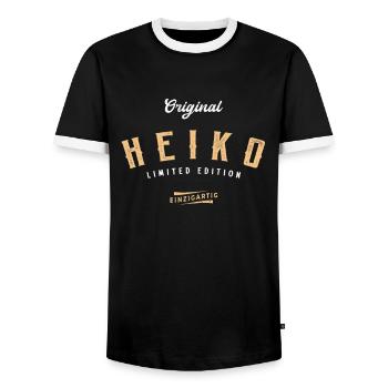 Heiko Limited Edition - Männer Kontrast-T-Shirt - Schwarz/Weiß - Vorne - AI Model Female 172 light (172cm) & AI Model Male 178 light (178cm)