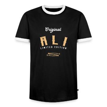 Ali Limited Edition - Männer Kontrast-T-Shirt - Schwarz/Weiß - Vorne - AI Model Female 172 light (172cm) & AI Model Male 178 light (178cm)