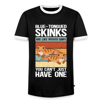 Bluetongued skink | Blue Tongued Skink Gift - Men's Ringer Shirt - black/white - Front - AI Model Female 172 light (172cm) & AI Model Male 178 light (178cm)