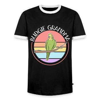 Budgerigar Grand-mère Budgerigars Cadeau - T-shirt contrasté Homme - noir/blanc - Devant - AI Model Female 172 light (172cm) & AI Model Male 178 light (178cm)