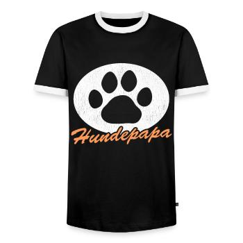 Dog Papa Master Dogs Dog Owner Gift - Men's Ringer Shirt - black/white - Front - AI Model Female 172 light (172cm) & AI Model Male 178 light (178cm)