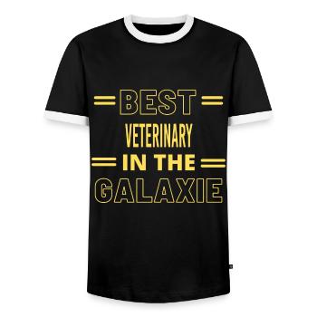 Best Ever IN THE GALAXIE VETERINARY - Men's Ringer Shirt - black/white - Front - AI Model Female 172 light (172cm) & AI Model Male 178 light (178cm)