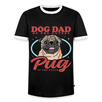 Mops Dad | Hundeliebhaber Hundebesitzer Geschenk - Männer Kontrast-T-Shirt - Schwarz/Weiß - Vorne - AI Model Female 172 light (172cm) & AI Model Male 178 light (178cm)