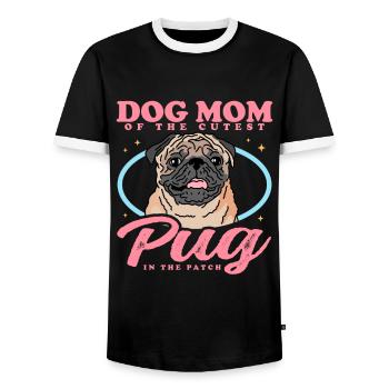Mops Mom Hundeliebhaber Hundebesitzerin Geschenk - Männer Kontrast-T-Shirt - Schwarz/Weiß - Vorne - AI Model Female 172 light (172cm) & AI Model Male 178 light (178cm)