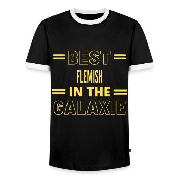 Best Ever IN THE GALAXIE FLEMISH - Men's Ringer Shirt - black/white - Front - AI Model Female 172 light (172cm) & AI Model Male 178 light (178cm)