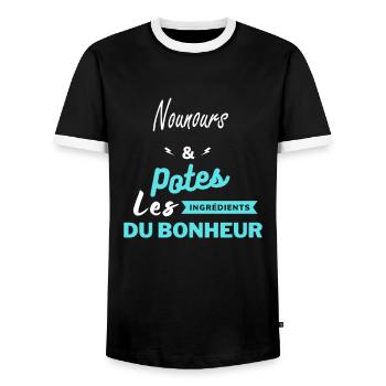 potes les ingrédients du bonheur Nounours - T-shirt contrasté Homme - noir/blanc - Devant - AI Model Female 172 light (172cm) & AI Model Male 178 light (178cm)