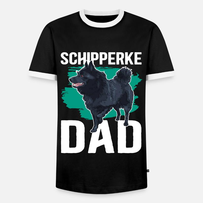 Schipperke Dad Hundebesitzer Hundehalter Geschenk - Männer Kontrast-T-Shirt - Schwarz/Weiß