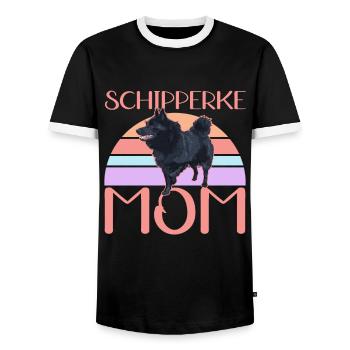 Schipperke Maman Propriétaire de Chien Propriétaire Chien Cadeau - T-shirt contrasté Homme - noir/blanc - Devant - AI Model Female 172 light (172cm) & AI Model Male 178 light (178cm)