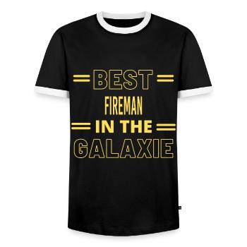 Best Ever IN THE GALAXIE FIREMAN - Men's Ringer Shirt - black/white - Front - AI Model Female 172 light (172cm) & AI Model Male 178 light (178cm)